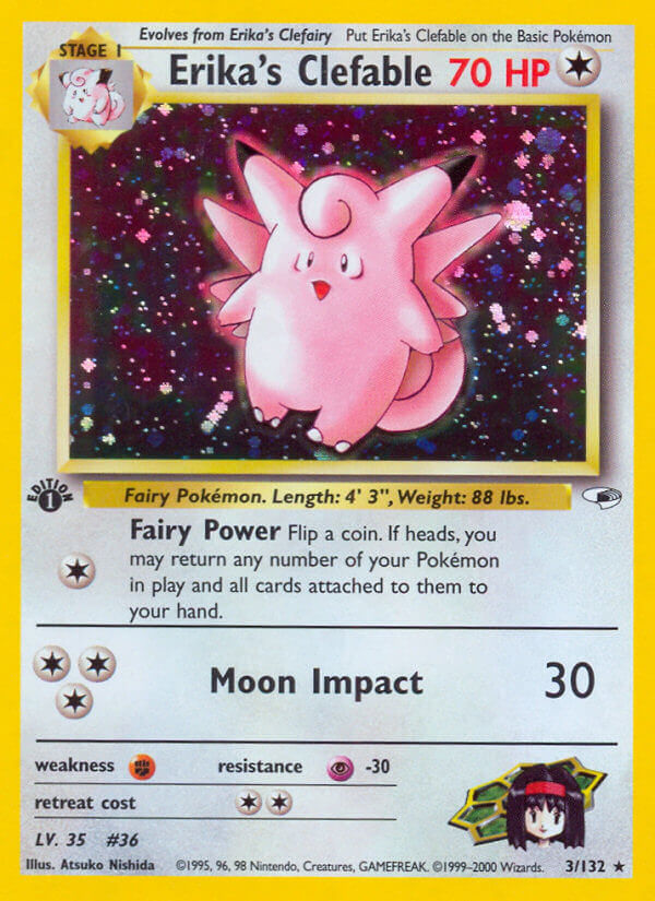 Gym Heroes Erika's Clefable Pokémon card