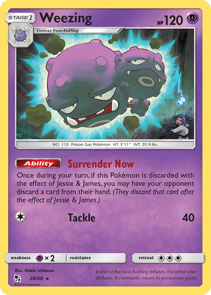 Hidden Fates Weezing Pokémon card