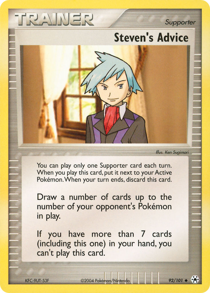 Hidden Legends Steven's Advice Pokémon card