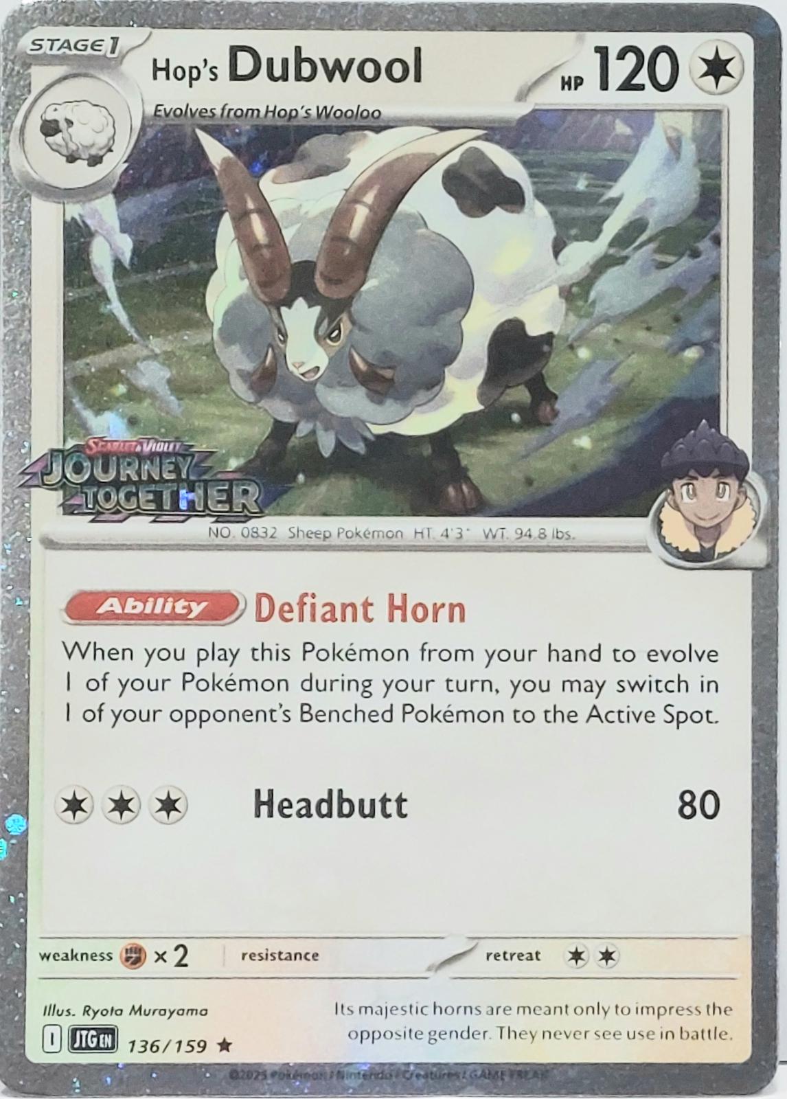 Journey Together Hop's Dubwool [Stamped] Pokémon card