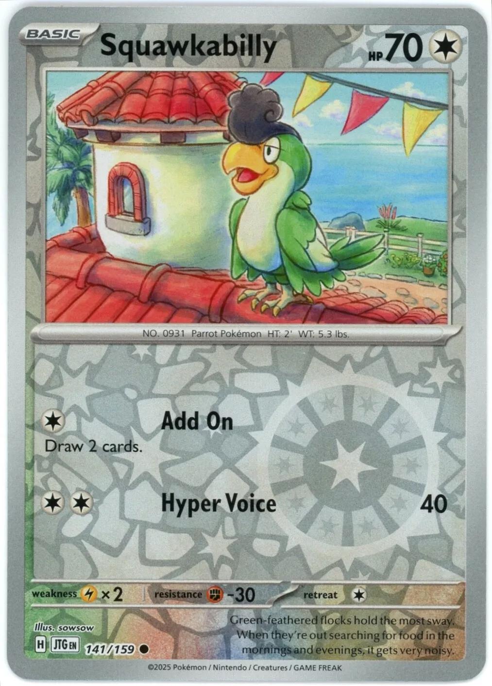 Journey Together Squawkabilly [Reverse Holo] Pokémon card