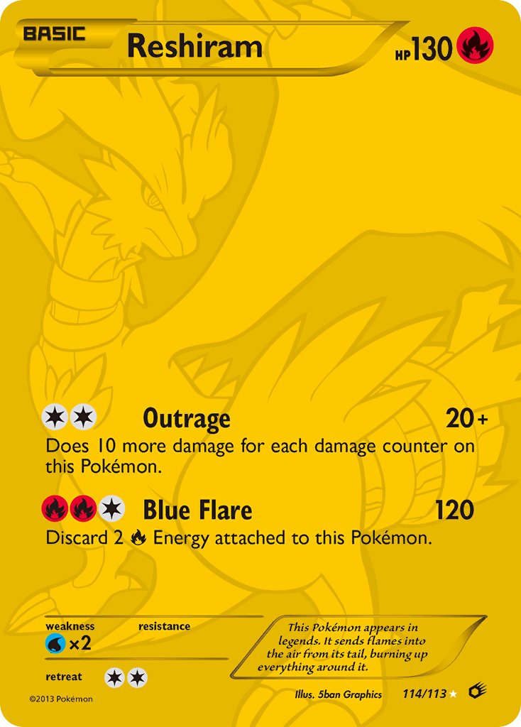 Legendary Treasures Reshiram Pokémon card