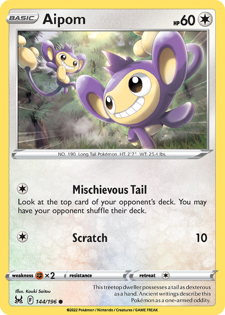 Lost Origin Aipom Pokémon card