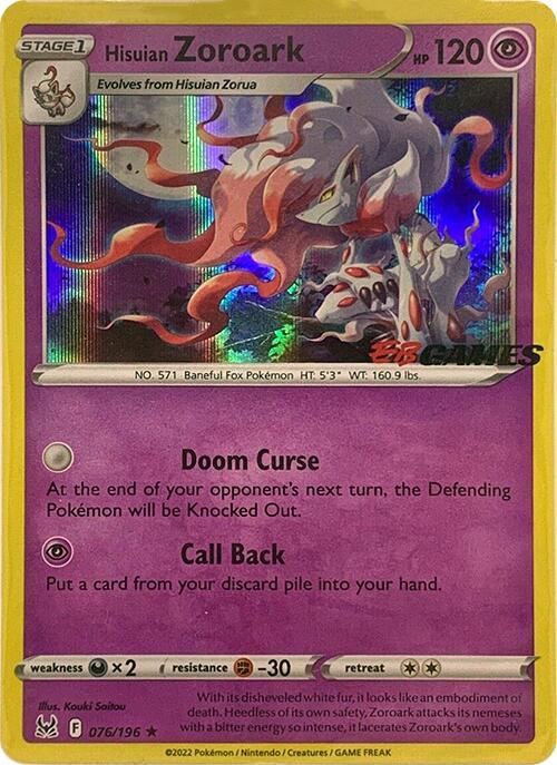 Lost Origin Hisuian Zoroark [Eb-Games] Pokémon card