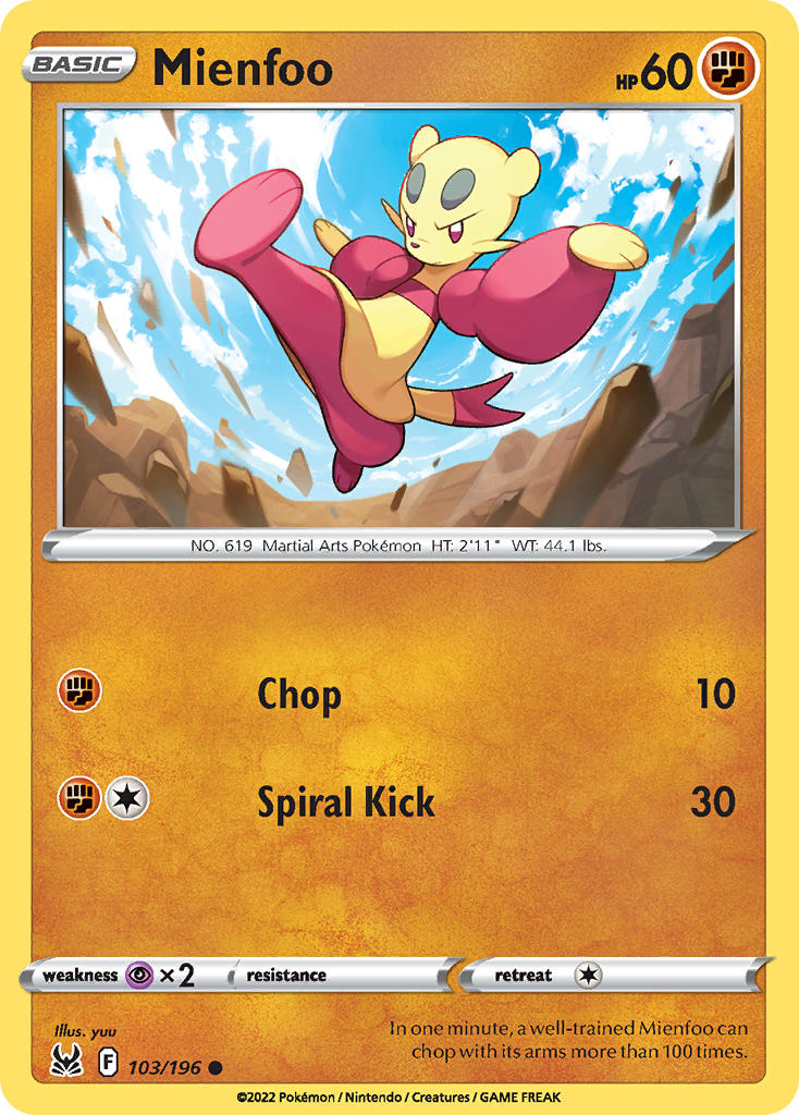 Lost Origin Mienfoo Pokémon card