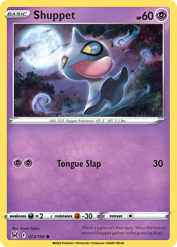 Lost Origin Shuppet Pokémon card
