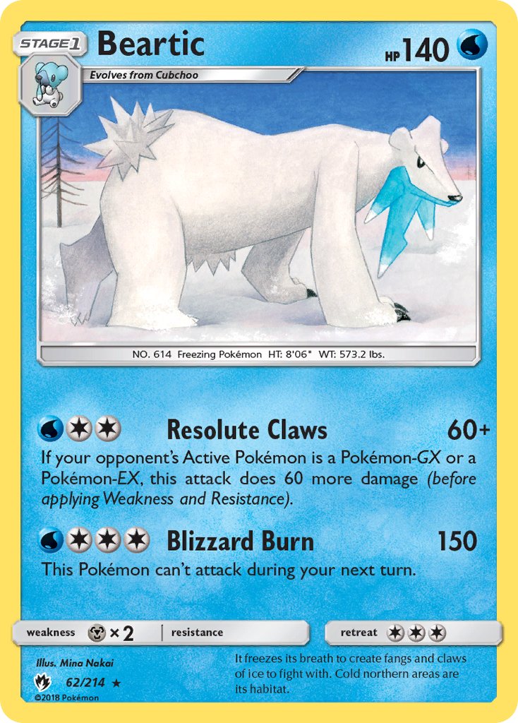 Lost Thunder Beartic Pokémon card