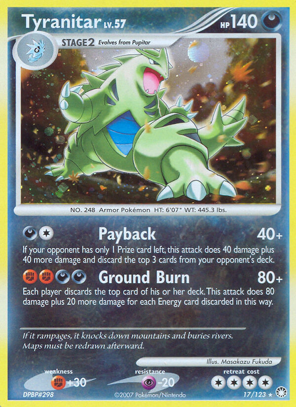 Mysterious Treasures Tyranitar Pokémon card