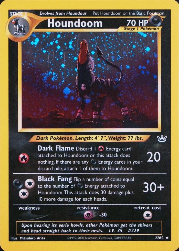 Neo Revelation Houndoom [Double-Holo-Error] Pokémon card