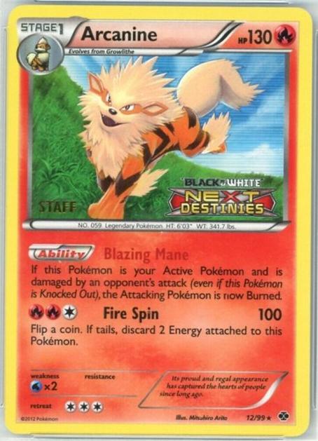 Next Destinies Arcanine [Prerelease-Staff] Pokémon card