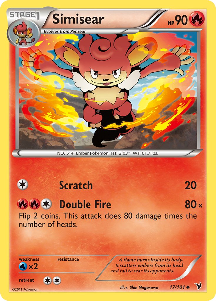 Noble Victories Simisear Pokémon card