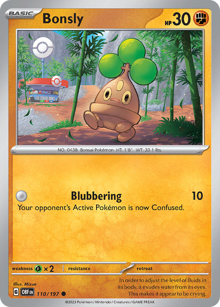 Obsidian Flames Bonsly Pokémon card
