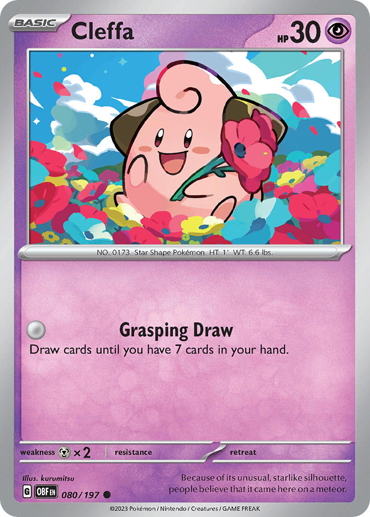 Obsidian Flames Cleffa Pokémon card