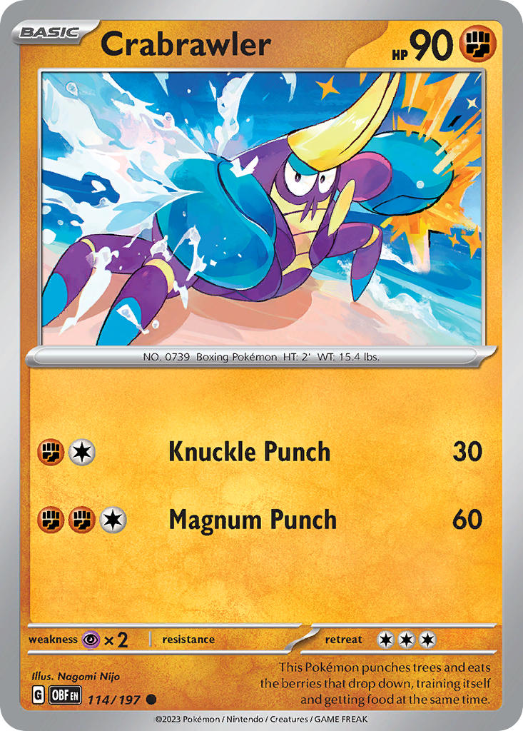 Obsidian Flames Crabrawler Pokémon card