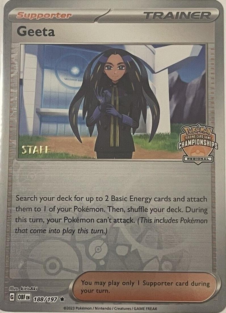 Obsidian Flames Geeta [Regional-Championships-Staff] Pokémon card