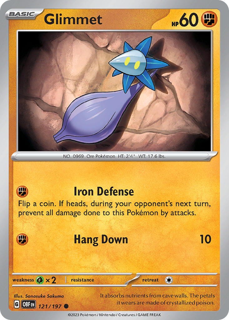 Obsidian Flames Glimmet Pokémon card