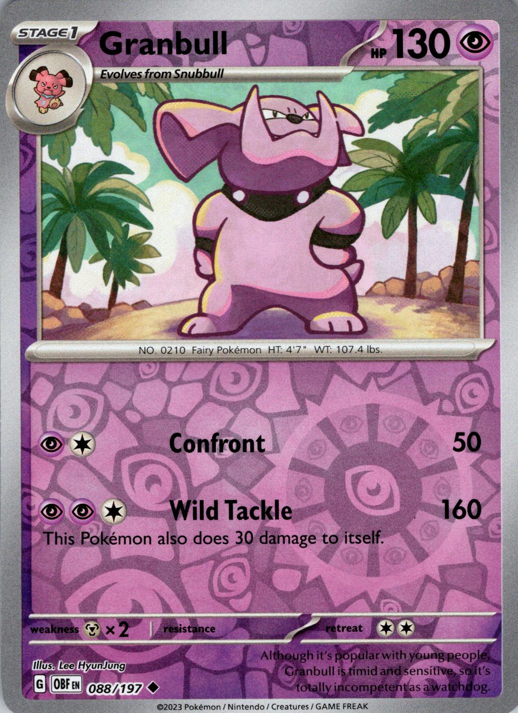 Obsidian Flames Granbull [Reverse Holo] Pokémon card