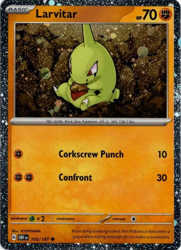 Obsidian Flames Larvitar [Cosmos-Holo] Pokémon card