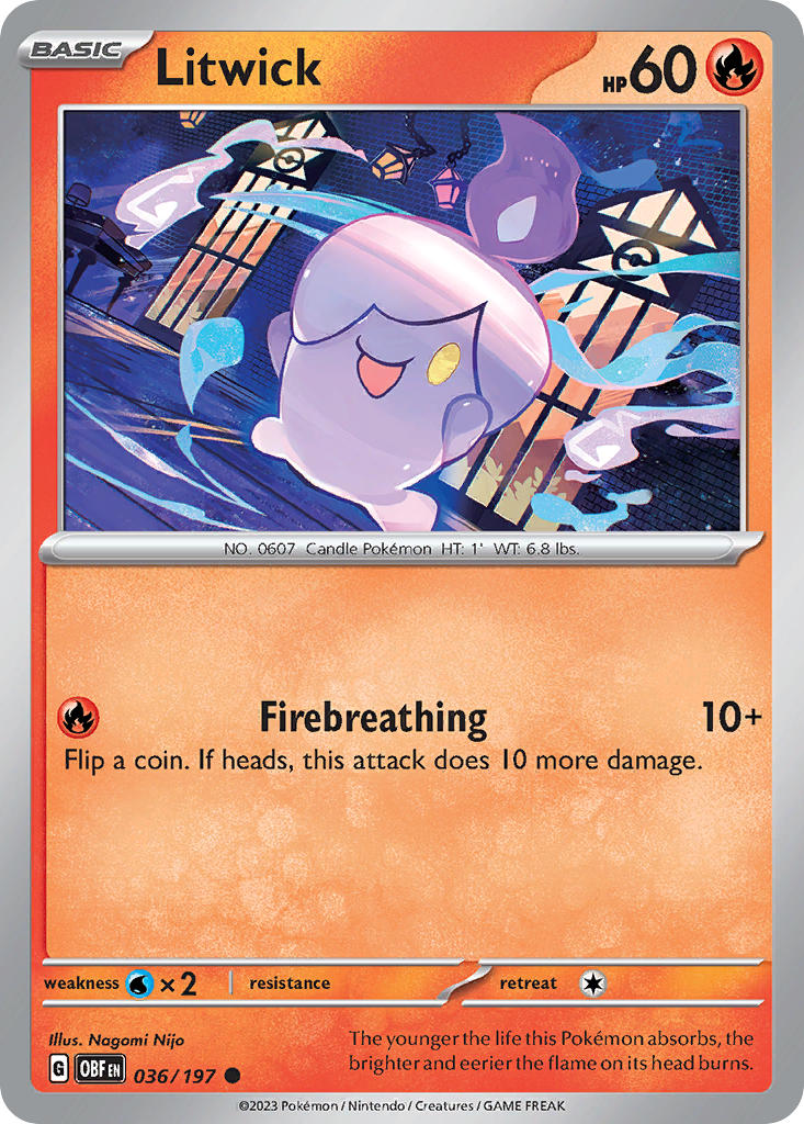 Obsidian Flames Litwick Pokémon card