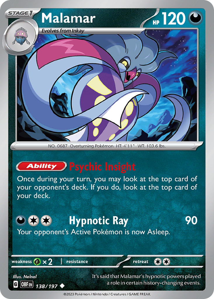 Obsidian Flames Malamar Pokémon card