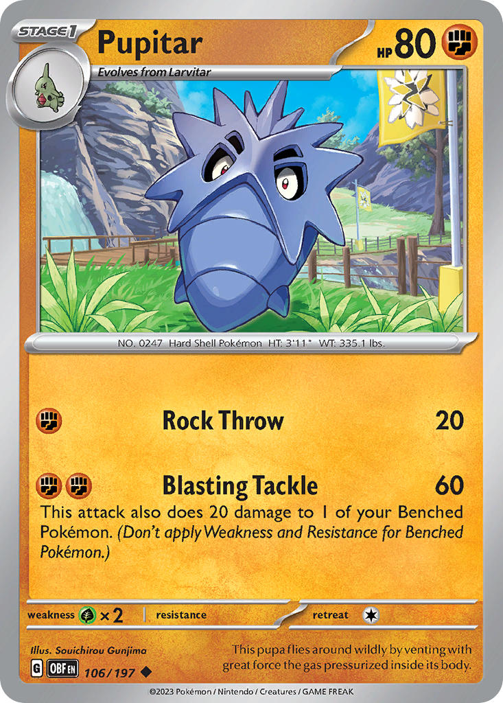Obsidian Flames Pupitar Pokémon card