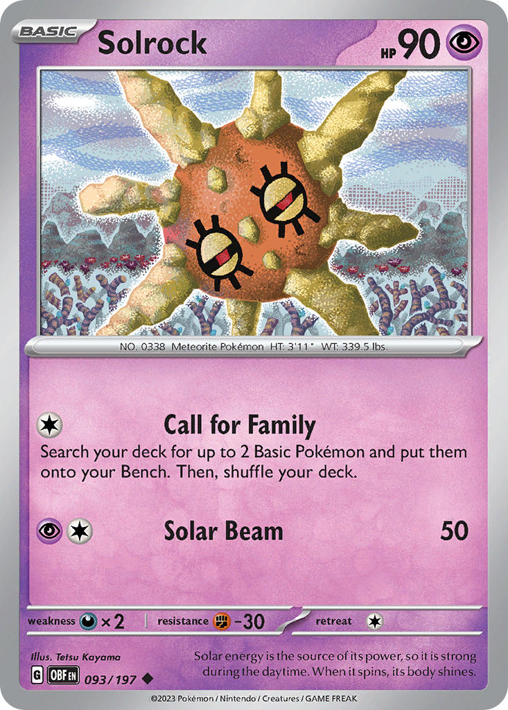Obsidian Flames Solrock Pokémon card