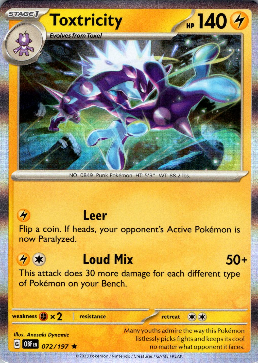 Obsidian Flames Toxtricity [Holo] Pokémon card