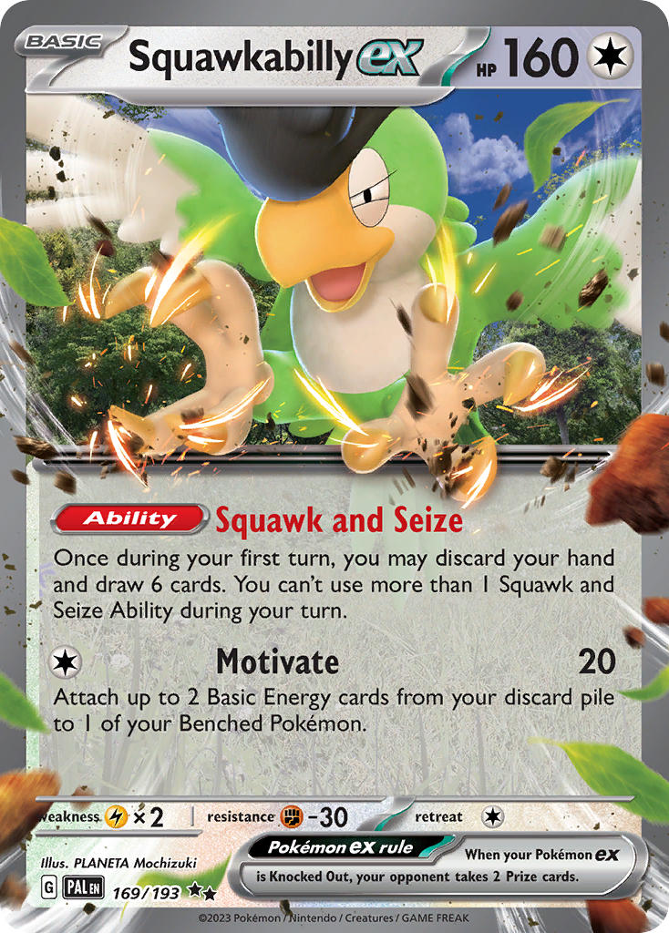 Paldea Evolved Squawkabilly ex Pokémon card