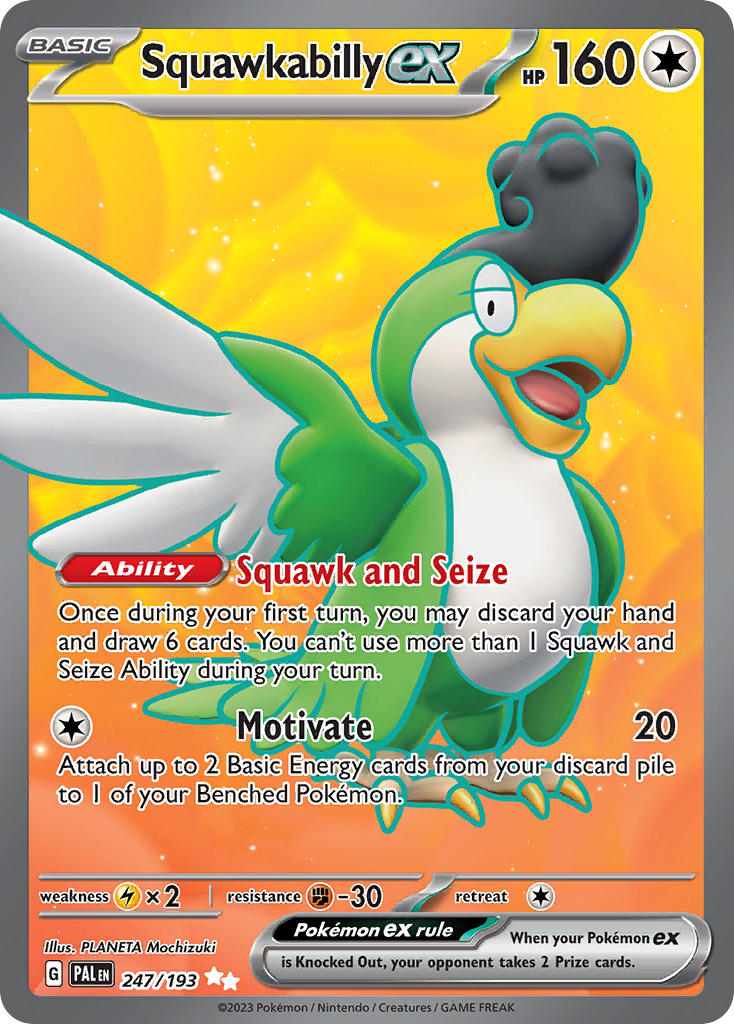 Paldea Evolved Squawkabilly ex Pokémon card