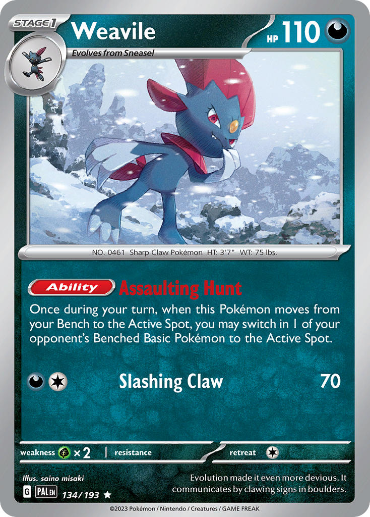Paldea Evolved Weavile Pokémon card