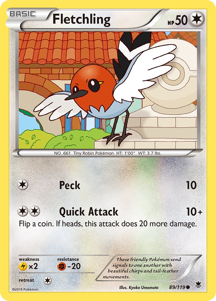 Phantom Forces Fletchling Pokémon card