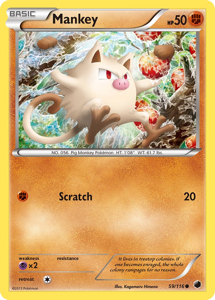 Plasma Freeze Mankey Pokémon card