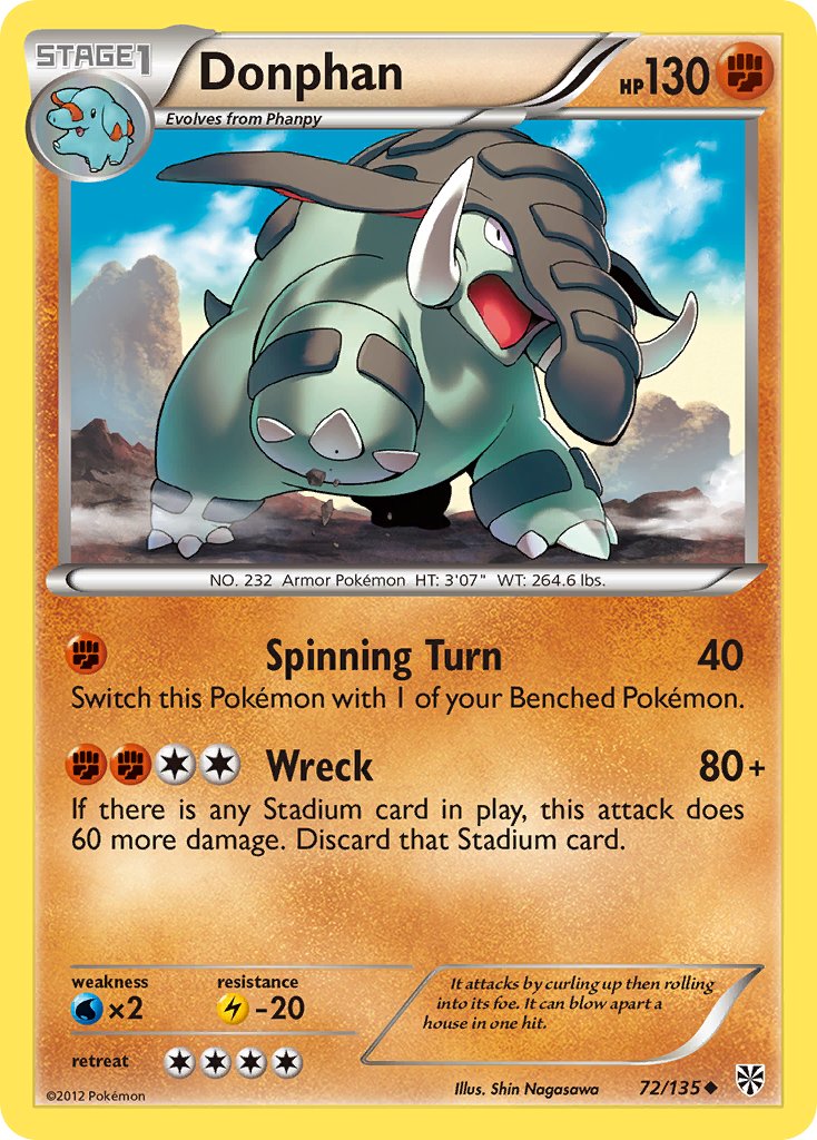 Plasma Storm Donphan Pokémon card