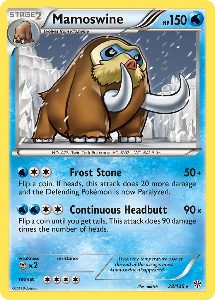 Plasma Storm Mamoswine Pokémon card