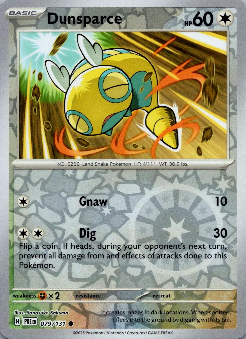 Prismatic Evolutions Dunsparce [Reverse] Pokémon card