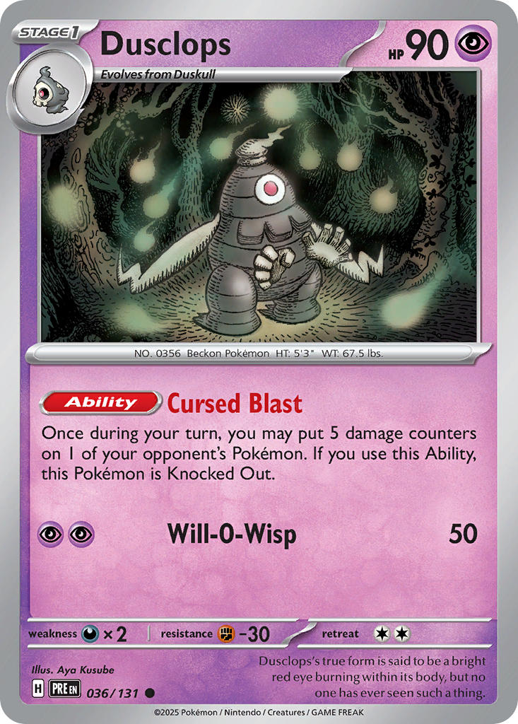 Prismatic Evolutions Dusclops Pokémon card