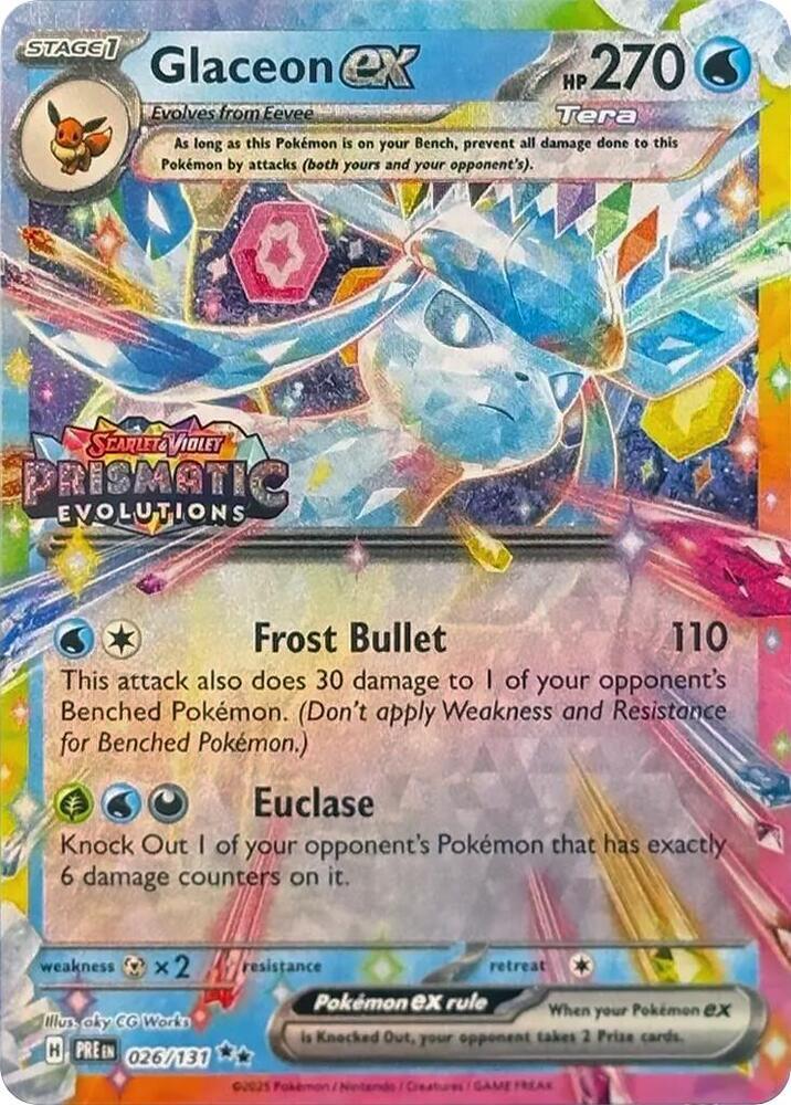 Prismatic Evolutions Glaceon ex [Stamped] Pokémon card