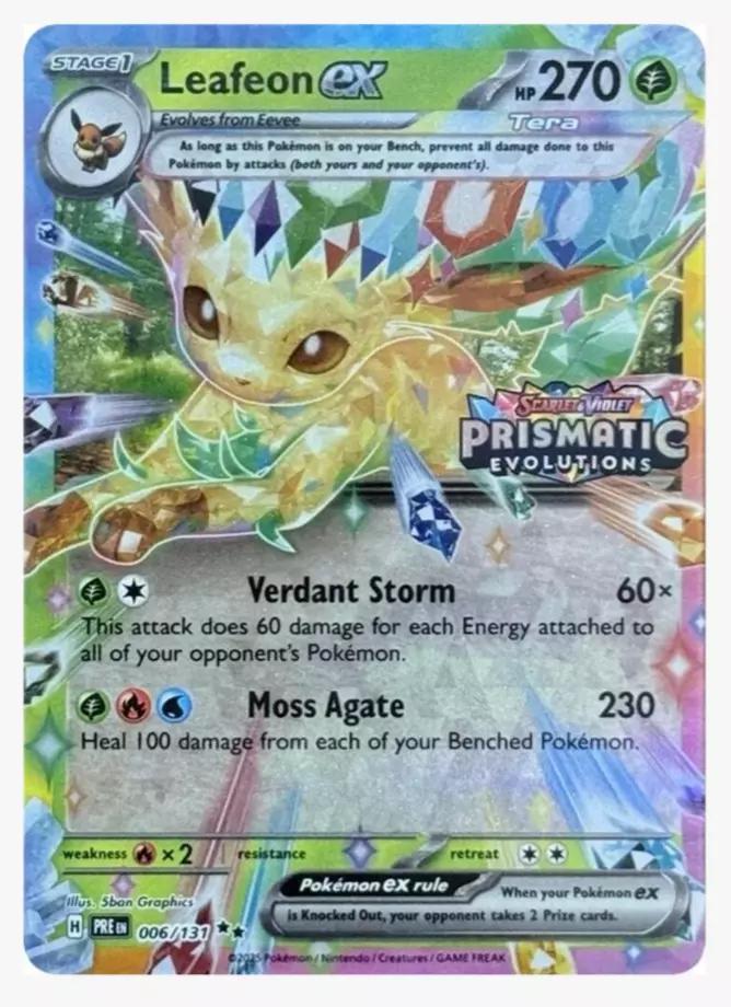 Prismatic Evolutions Leafeon Ex [Stamped] Pokémon card