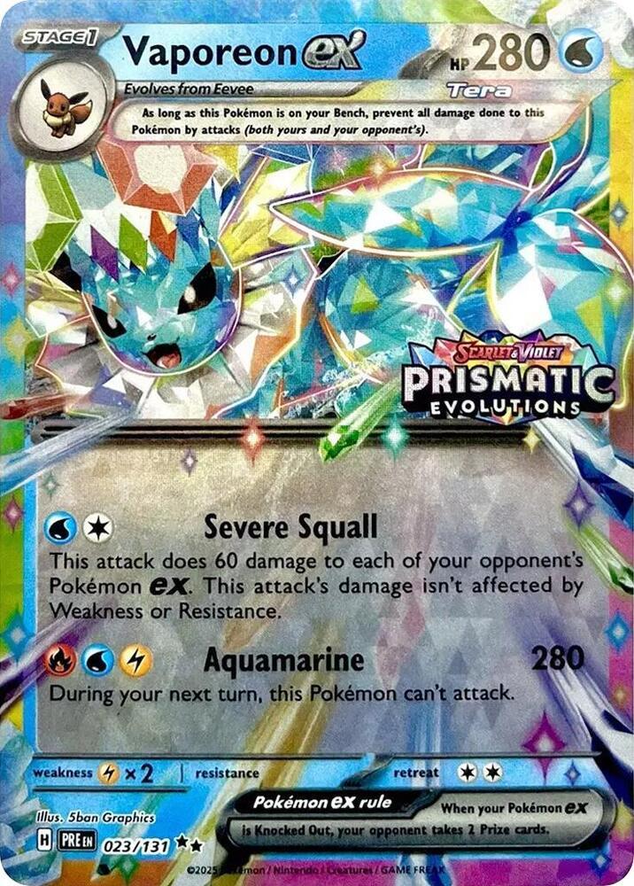 Prismatic Evolutions Vaporeon ex [Stamped] Pokémon card