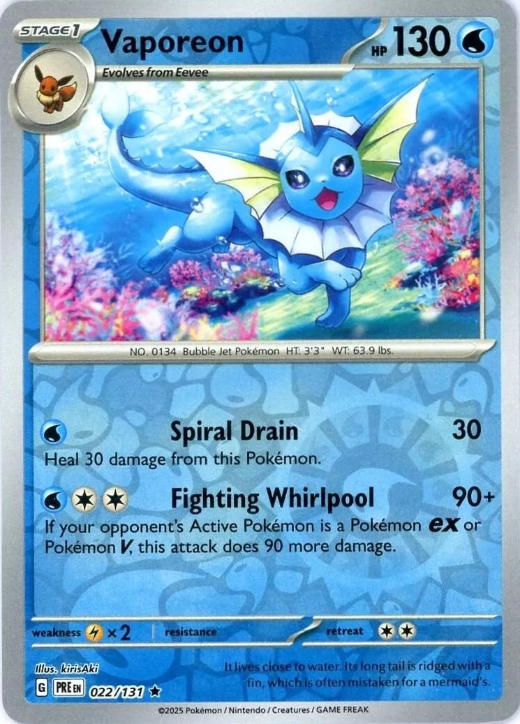 Prismatic Evolutions Vaporeon [Reverse] Pokémon card