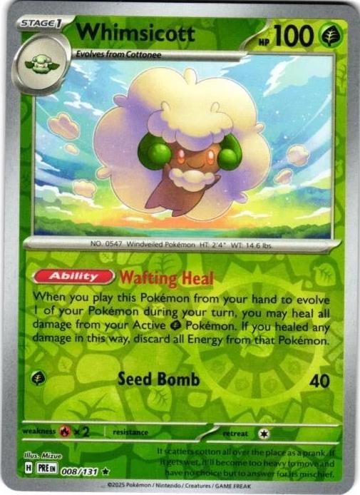 Prismatic Evolutions Whimsicott [Reverse] Pokémon card