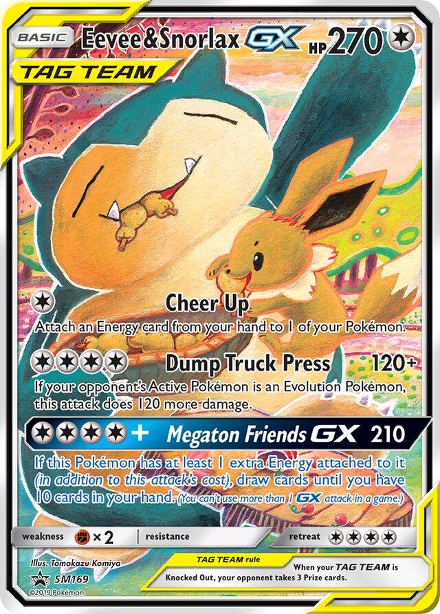 Promo Eevee & Snorlax GX Pokémon card