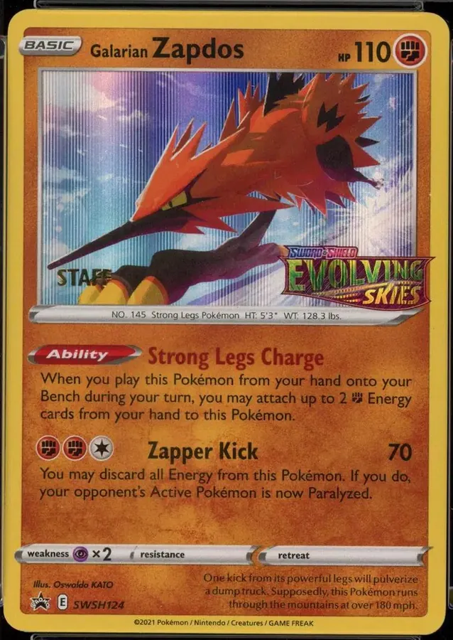 SWSH Black Star Promos Galarian Zapdos [Staff] Pokémon card