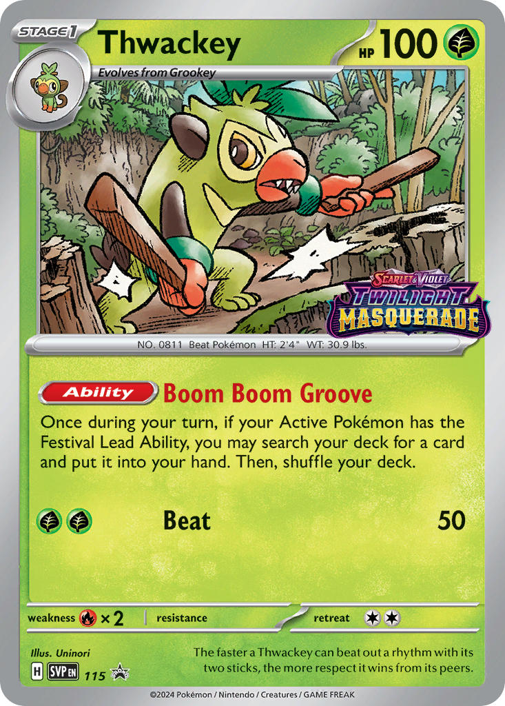 Promo Thwackey Pokémon card