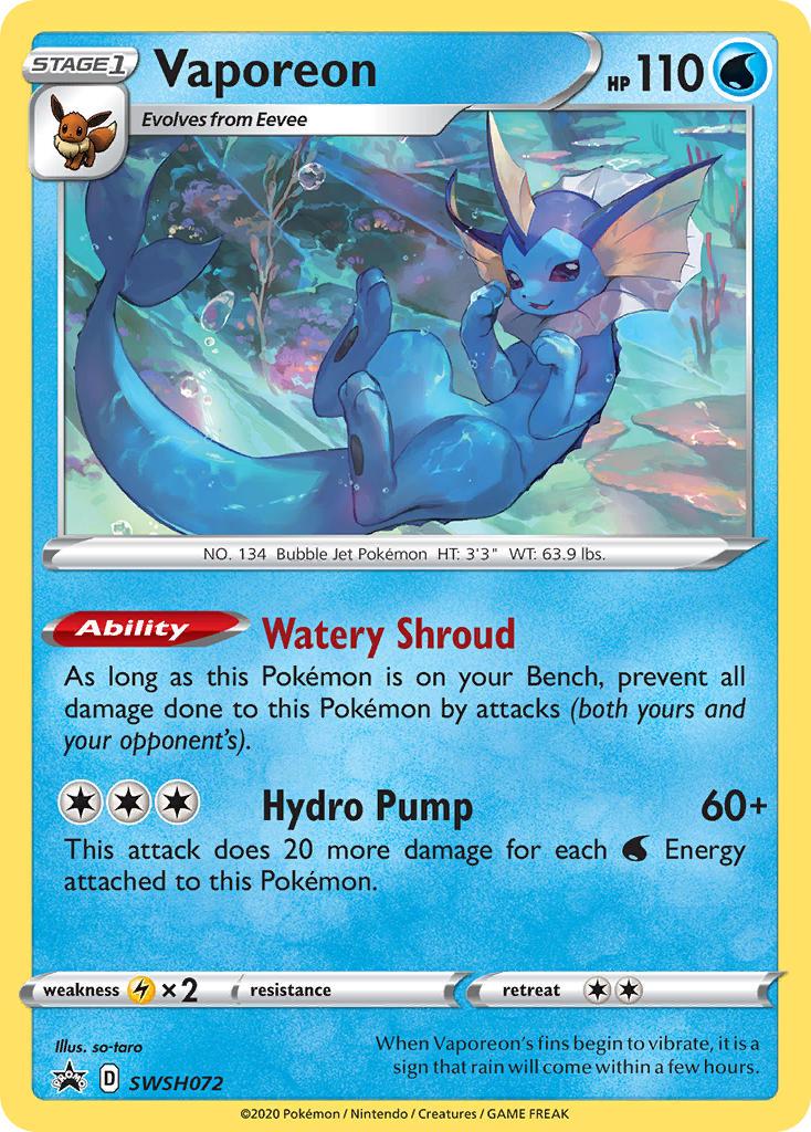 Promo Vaporeon Pokémon card