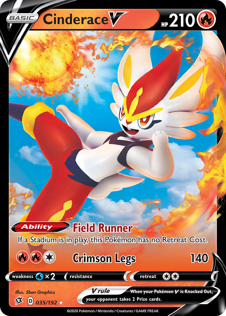 Rebel Clash Cinderace V Pokémon card