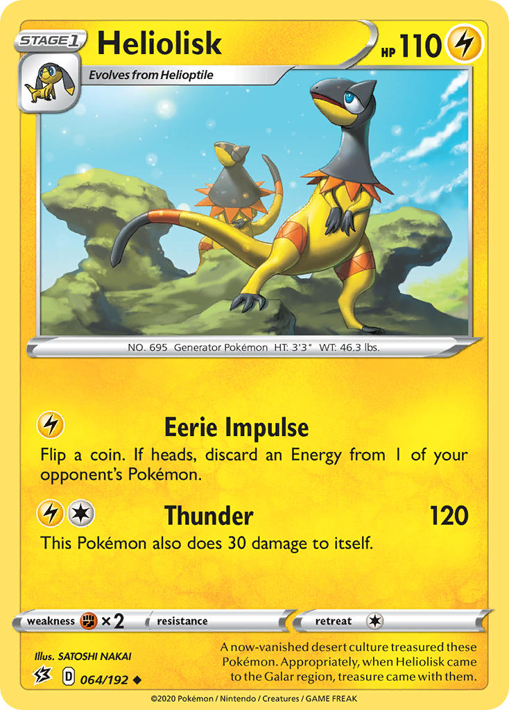 Rebel Clash Heliolisk Pokémon card