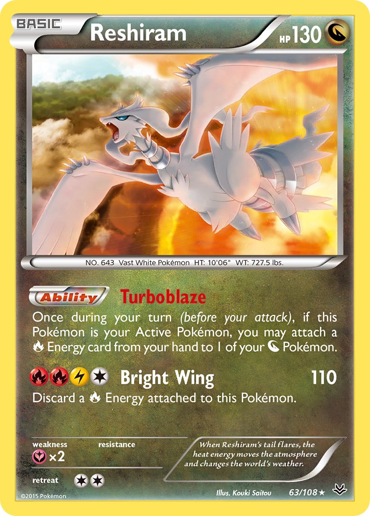Roaring Skies Reshiram Pokémon card