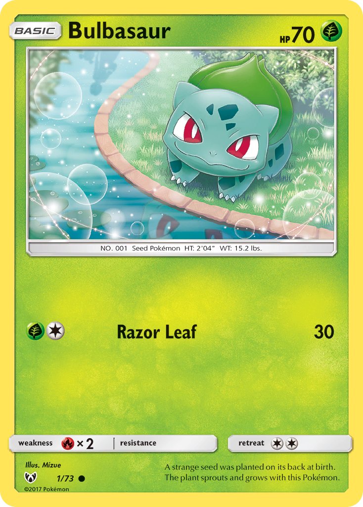 Shining Legends Bulbasaur Pokémon card