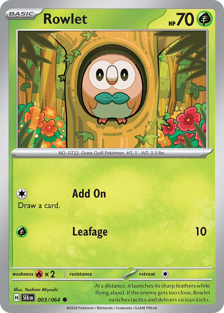 Shrouded Fable Rowlet Pokémon card